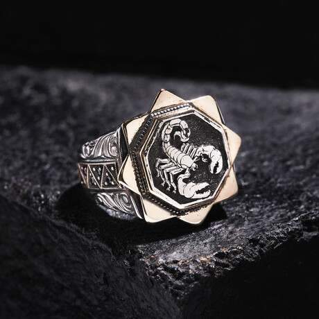 Scopion Design Silver Ring // Oxidized Silver (9)