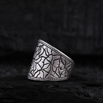 Antique Wall Design Ring // Oxidized Silver (9)