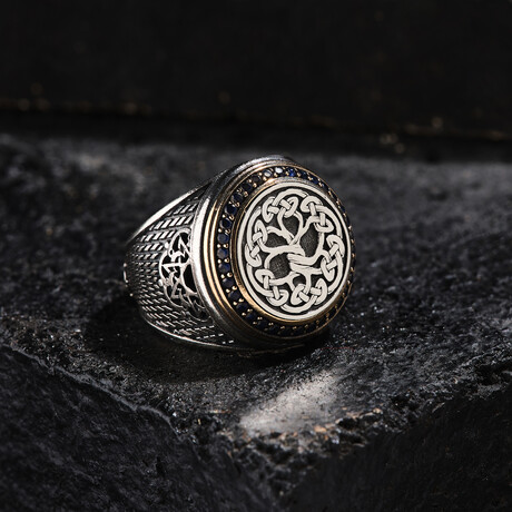 Ivy Design Silver Men's Ring // Oxidized Silver (9)