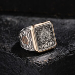 Poker Design Silver Ring // Oxidized Silver (9)