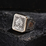 Poker Design Silver Ring // Oxidized Silver (9)