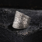 Earth Design Silver Men's Ring // Oxidized Silver (9)
