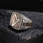 Harp Design Silver Ring // Oxidized Silver (9)