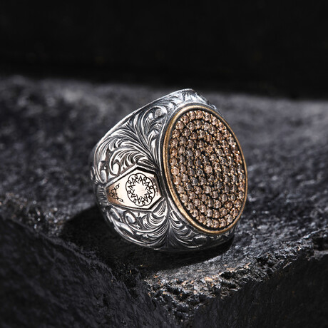 Citrine Stone Silver Ring // Oxidized Silver (9)