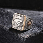 Poker Skull Design Silver Ring // Oxidized Silver (9)