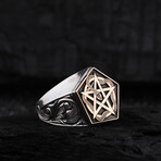 Snake + Star Design Ring // Oxidized Silver (9)