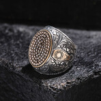 Citrine Stone Silver Ring // Oxidized Silver (9)