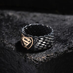 Superman Silver Men's Ring // Oxidized Silver (9)