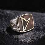 Harp Design Silver Ring // Oxidized Silver (9)