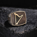 Harp Design Silver Ring // Oxidized Silver (9)