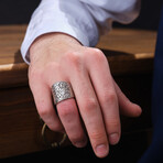 Antique Wall Design Ring // Oxidized Silver (9)