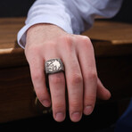 Wolf Design Ring // Oxidized Silver (9)