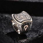 Compass Design Silver Ring // Oxidized Silver (9)