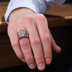 Snake + Star Design Ring // Oxidized Silver (9)