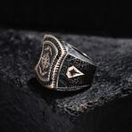 Compass Design Silver Ring // Oxidized Silver (9)