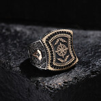 Compass Design Silver Ring // Oxidized Silver (9)
