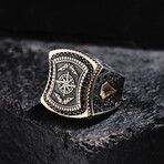 Compass Design Silver Ring // Oxidized Silver (9)
