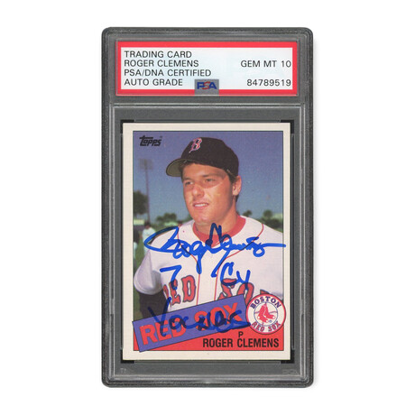 Roger Clemens // 1985 Topps // Autographed w/ 7 Cy Youngs Inscription // Rookie Card // PSA 10 Gem Mint