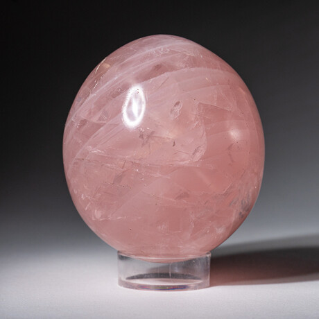 Genuine Polished Rose Quartz 2.75" Egg With Acrylic Display Stand