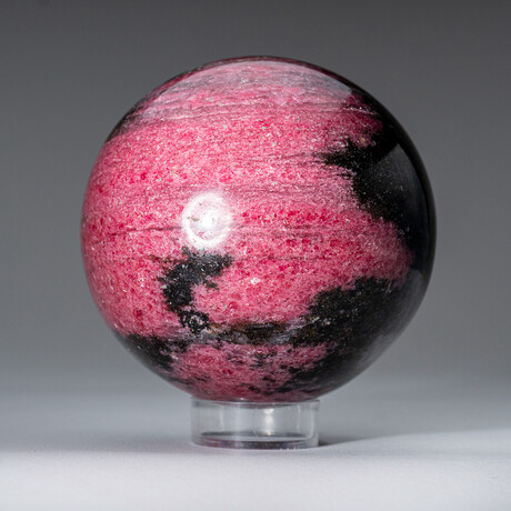 Genuine Polished Imperial Rhodonite 3" Sphere With Acrylic Display Stand // 2.3lb