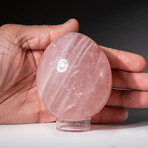 Genuine Polished Rose Quartz 2.75" Egg With Acrylic Display Stand