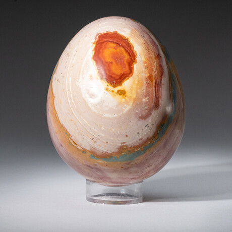 Genuine Polished Polychrome 3.5" Egg With Acrylic Display Stand // 1.6lb