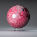 Genuine Polished Imperial Rhodonite 3" Sphere  With Acrylic Display Stand // 2.9lb