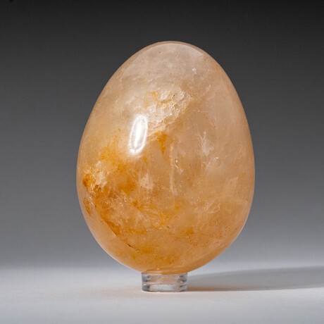 Genuine Polished Lemon Quartz 3" Egg With Acrylic Display Stand