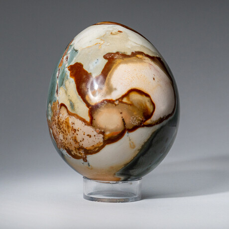 Genuine Polished Polychrome 3.5" Egg  With Acrylic Display Stand // 1.3lb