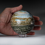 Genuine Polished Ocean Jasper 3.5" Sphere With Acrylic Display Stand