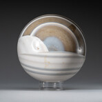 Genuine Polished White Banded Agate 3" Sphere With Acrylic Display Stand