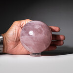 Genuine Polished Rose Quartz 3" Sphere With Acrylic Display Stand