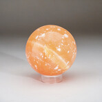 Genuine Natural Orange Selenite Crystal Sphere 2.25" With Acrylic Display Stand