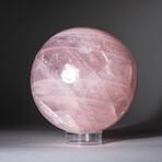 Genuine Polished Rose Quartz 3" Sphere With Acrylic Display Stand