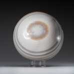 Genuine Polished White Banded Agate 3" Sphere With Acrylic Display Stand