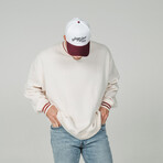 Retro Script Hat //  White + Burgundy