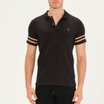 Striped Polo // Black + Camel (S)