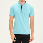 Christopher Collarless Polo // Cyan (Large)