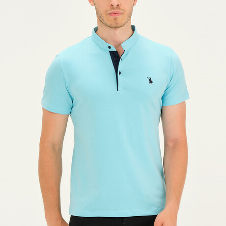 Christopher Collarless Polo // Cyan (Large)