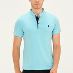 Christopher Collarless Polo // Cyan (Large)