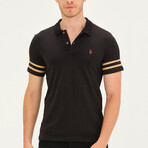 Striped Polo // Black + Camel (S)