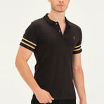 Striped Polo // Black + Camel (S)