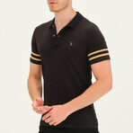 Striped Polo // Black + Camel (S)