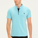 Christopher Collarless Polo // Cyan (Large)