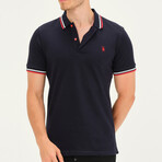 Tipped Polo // Dark Blue + White + Red (S)