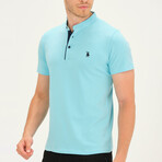 Christopher Collarless Polo // Cyan (Large)