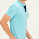 Christopher Collarless Polo // Cyan (Large)