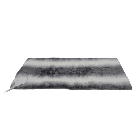 Faux Fur Heated Pad 24" X 12" // Gray + White