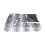 Faux Fur Heated Throw 50" X 60" //  Gray + White