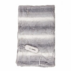 Faux Fur Heated Throw 50" X 60" //  Gray + White